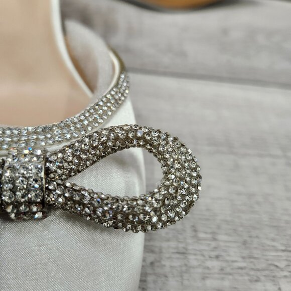 Ainrock Women Size 8.5 Rhinestone Heels Sparkly Wedding Closed Pointed Toe White - Picture 12 of 16